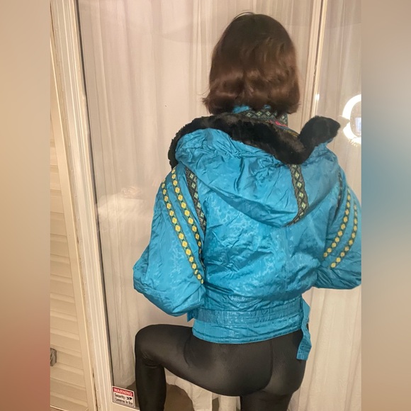 True late 80s 90s LIFETIME GRAIL Head damask native tribal ski jacket muff set - Picture 13 of 16